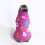 Christmas Knit Dog Sweater - Candy Trees Magenta