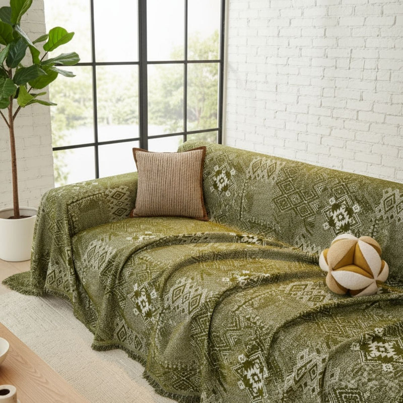 Pet Couch Cover - Rustic Bohemian Green