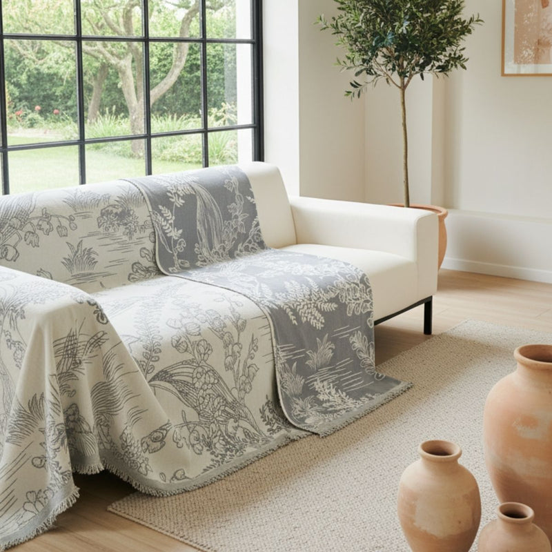 Pet Couch Cover - Lily of The Valley Grey