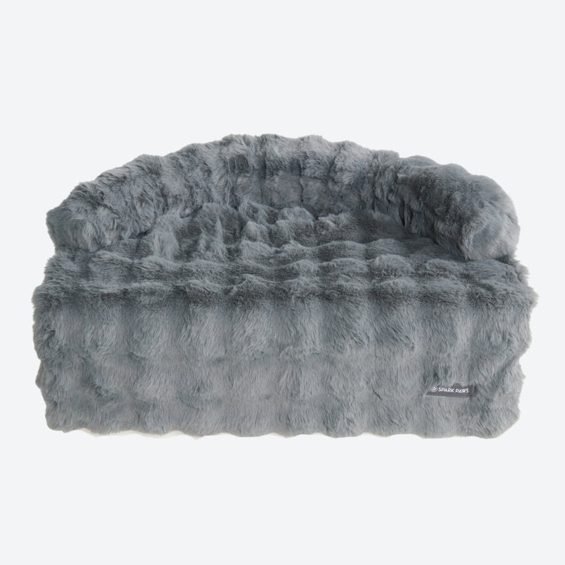 Calming Fluffy Couch Cover Dog Bed - Grey