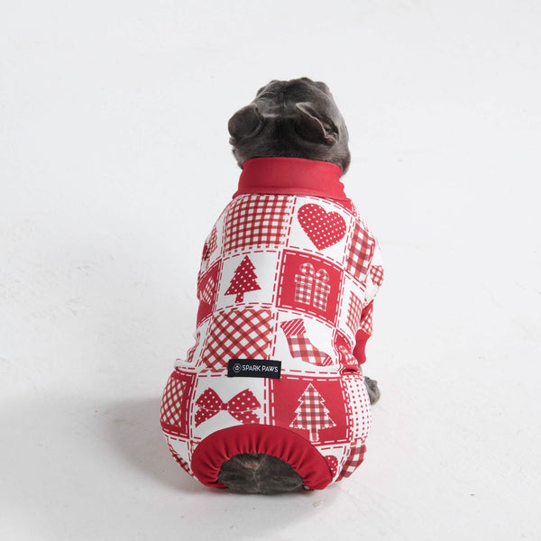 Dog Christmas Pajama - Festive Patchwork